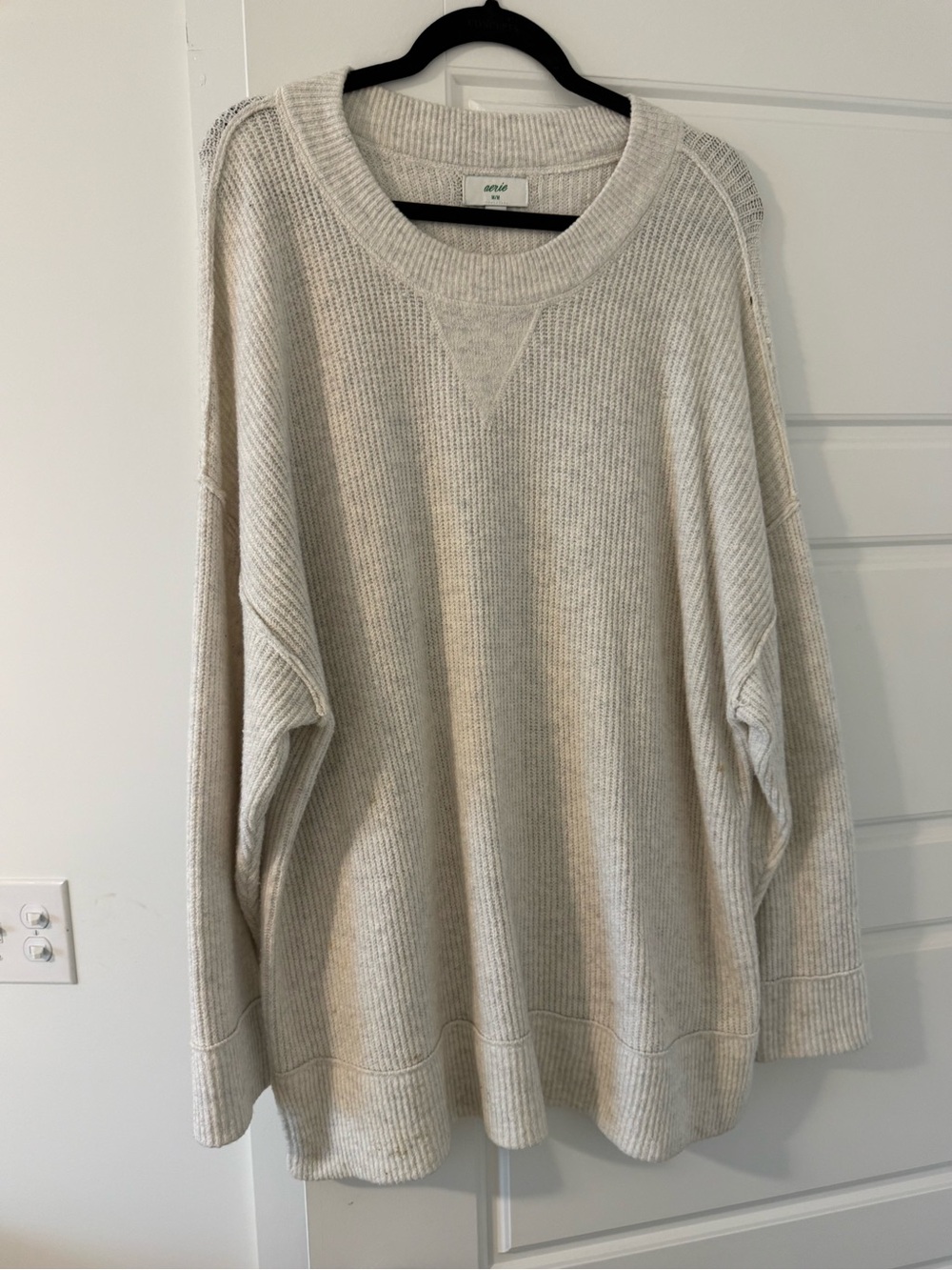 Aerie Oversized Beige Knit Sweater
